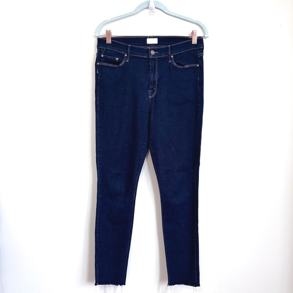 MOTHER High‎ Waisted Looker Ankle Fray Skinny Jeans Size 32 So Good Wash Raw Hem